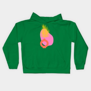 Contemporary Abstract Botanical in Green Kids Hoodie